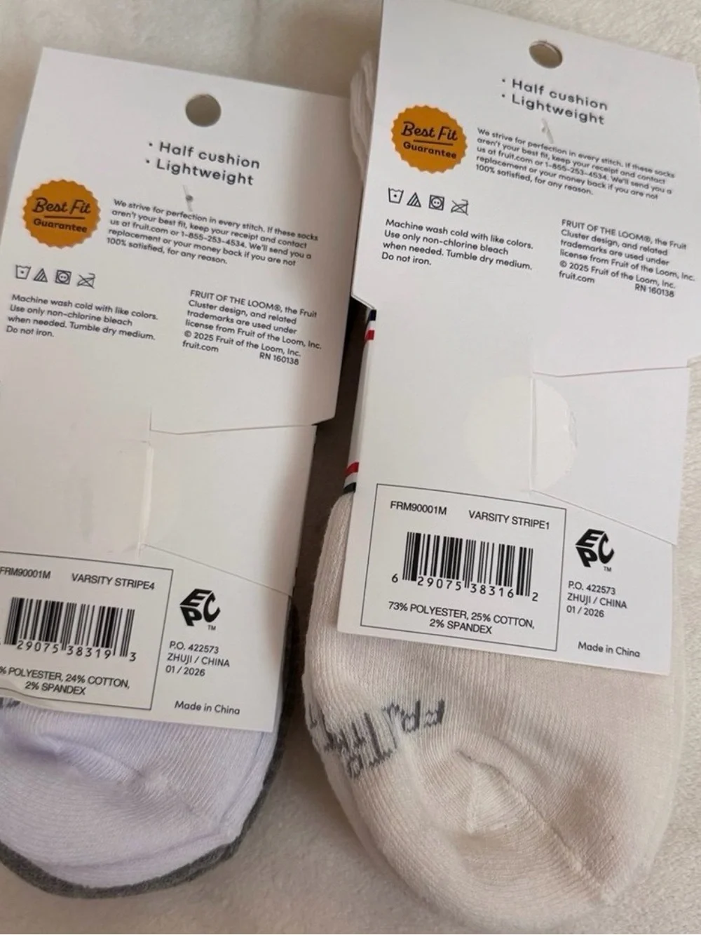 Fruit of the Loom Mens Americana Mid Crew Socks, 2-Pack